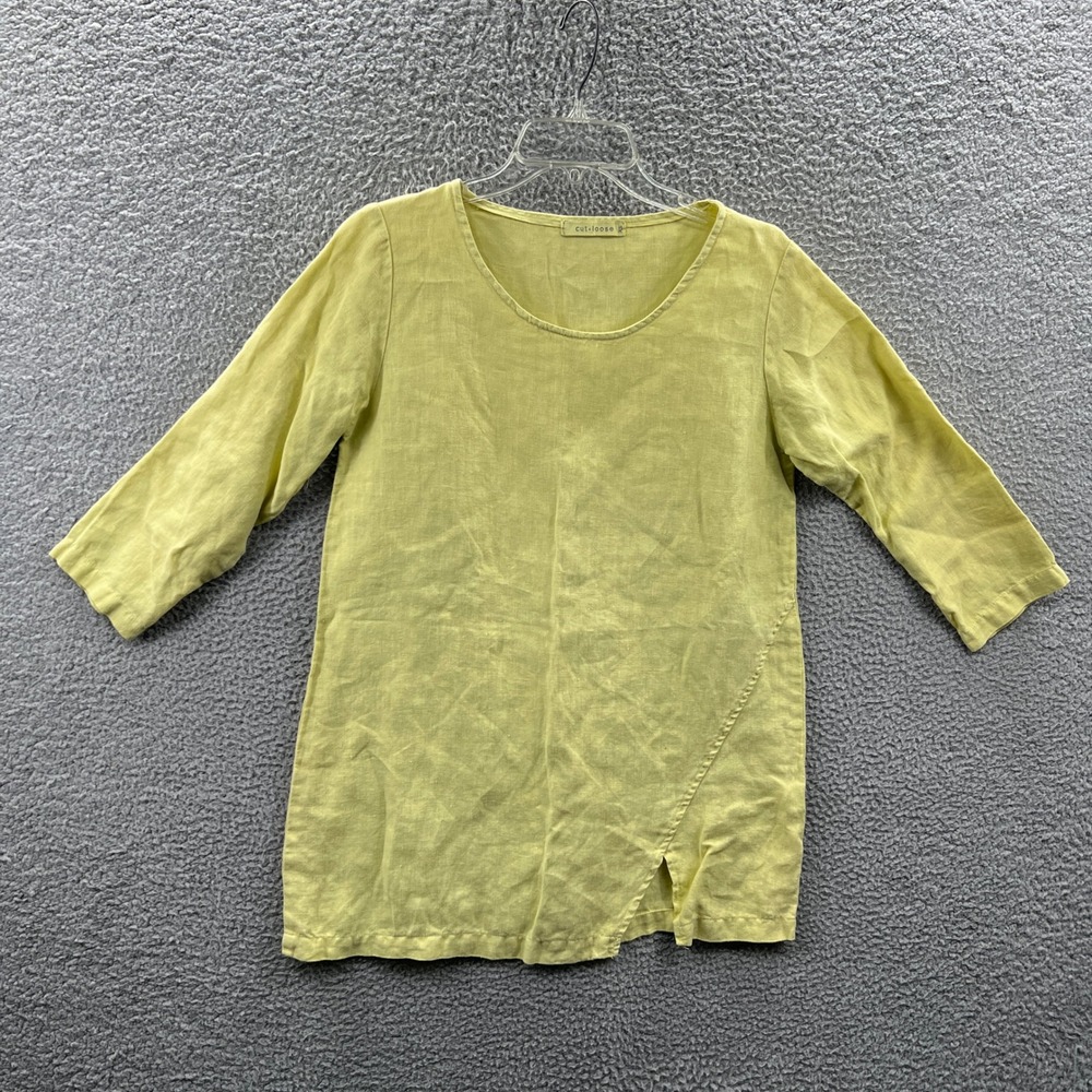 Womens Linen Minimalist Tunic Top XS Lagenlook Boho Artsy Relaxed Coastal Casual